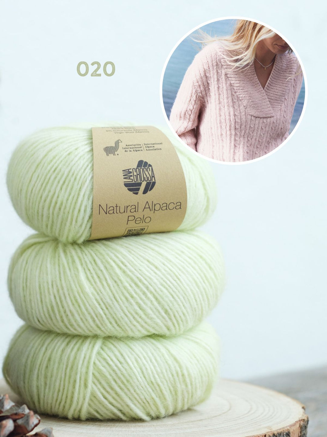 Strickpaket Natural Alpaca Pelo Top-Down Pullover