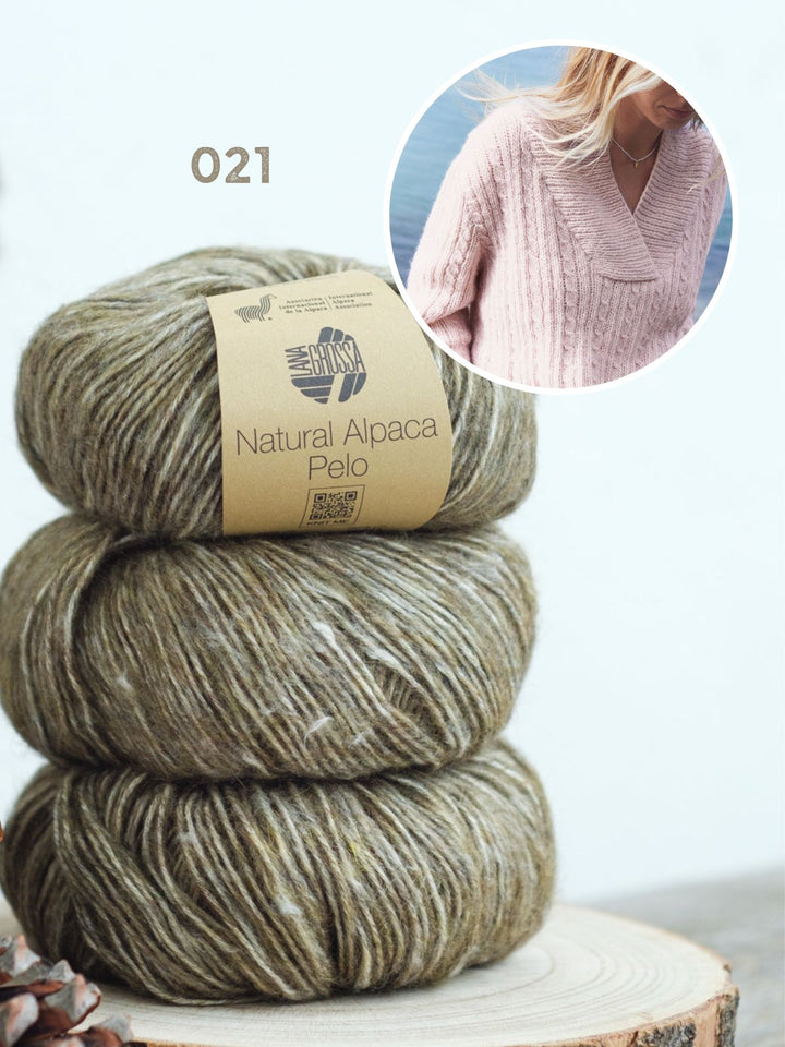 Strickpaket Natural Alpaca Pelo Top-Down Pullover