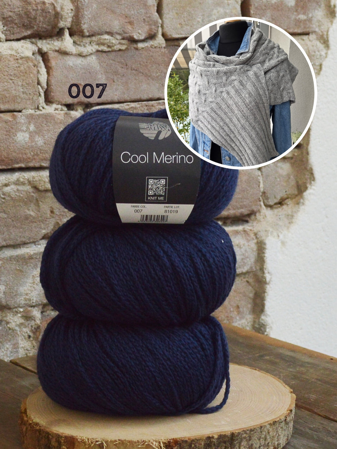 Strickpaket Lizas Tuch Braid Lines - Cool Merino