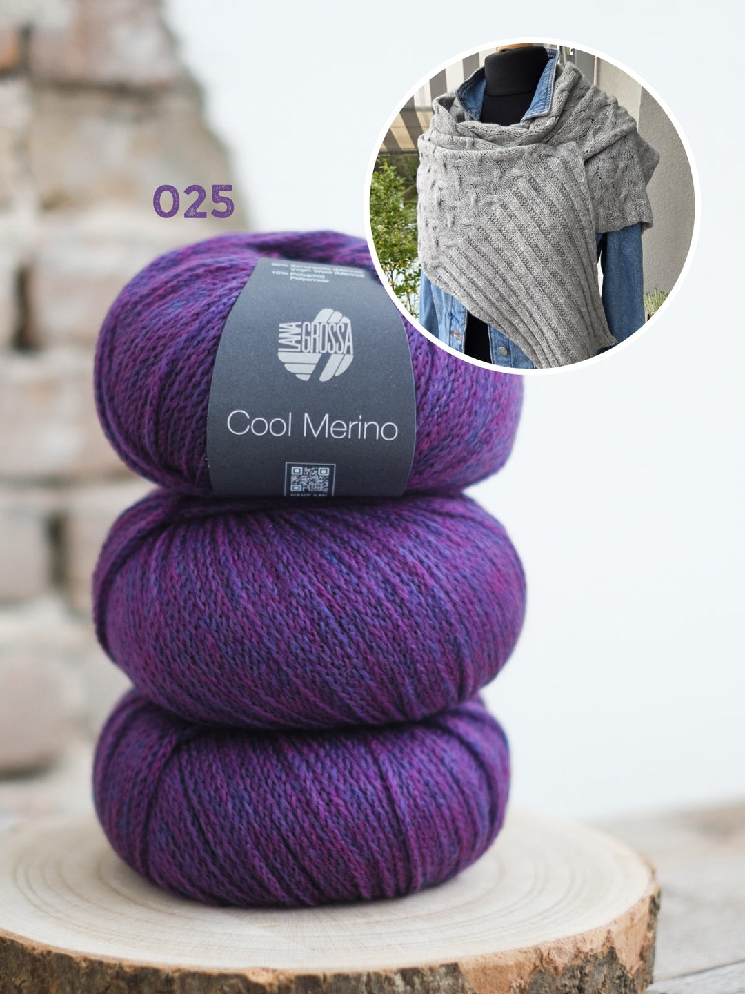 Strickpaket Lizas Tuch Braid Lines - Cool Merino