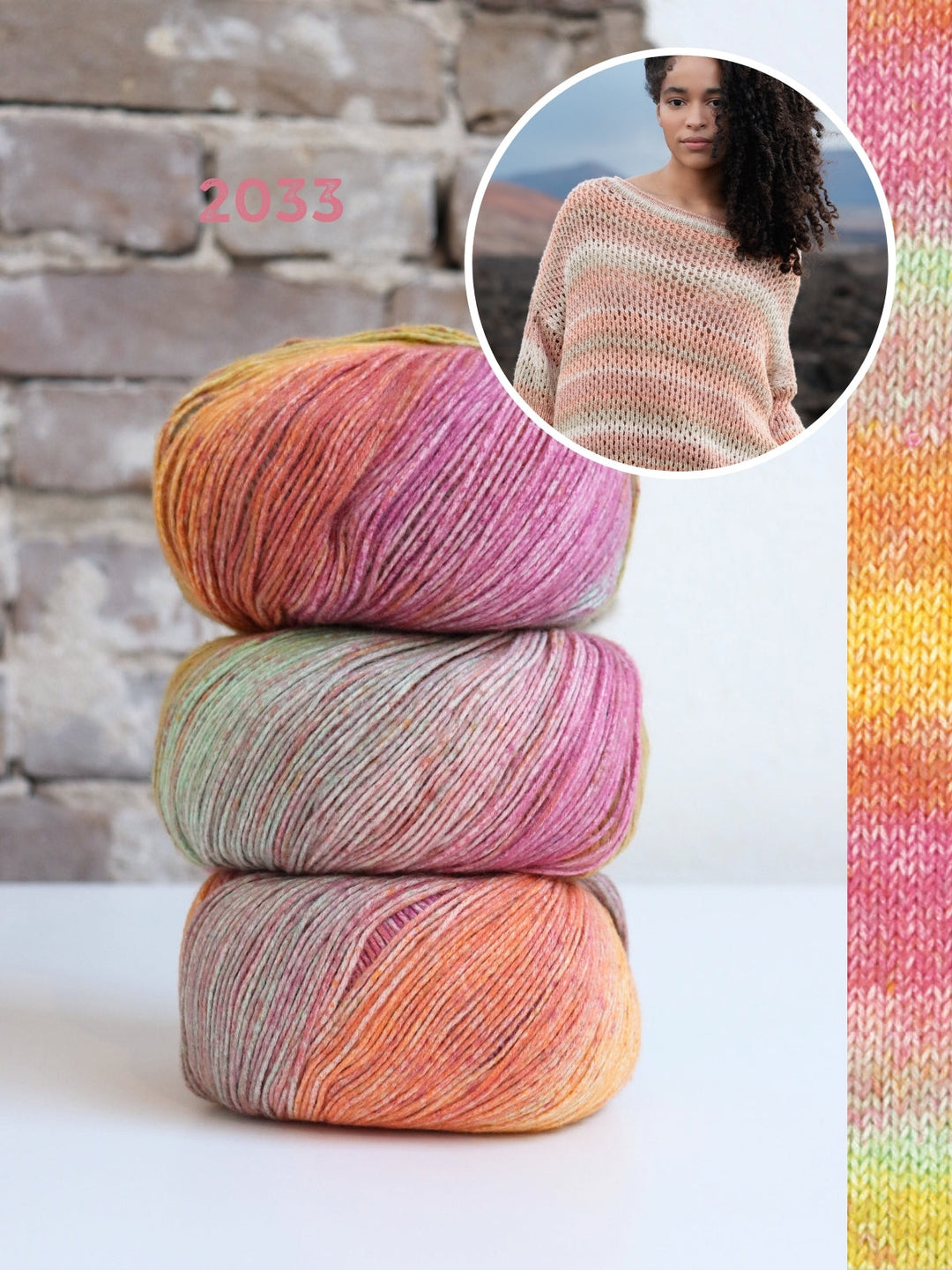 Strickpaket Gomitolo Mambo Pullover mit Ajourmuster