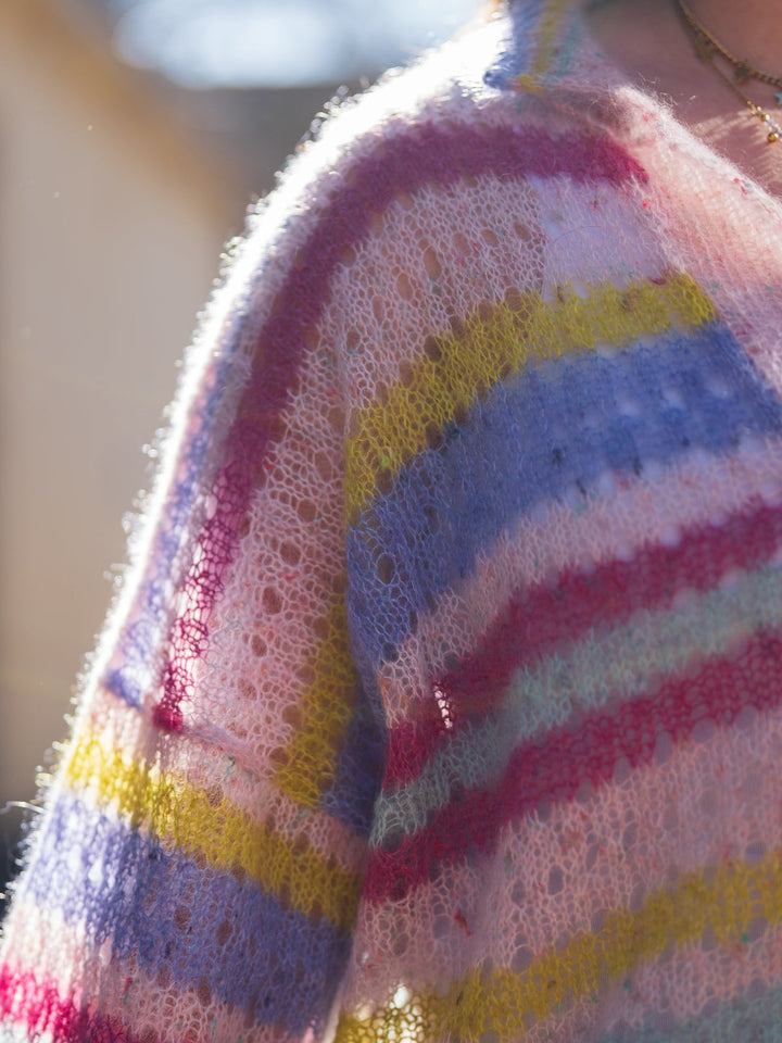 Strickpaket Natural Superkid Tweed Streifenpullover mit Kragen