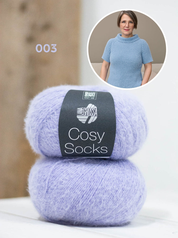 Strickpaket Cosy Socks Raglanpullover mit Halbarm