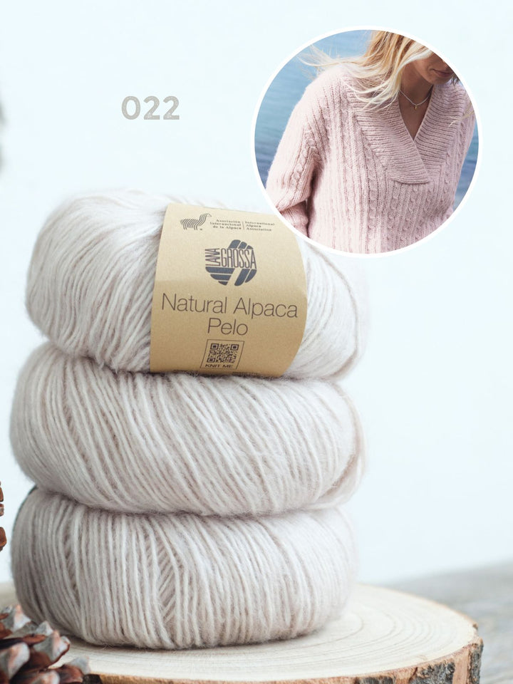 Strickpaket Natural Alpaca Pelo Top-Down Pullover