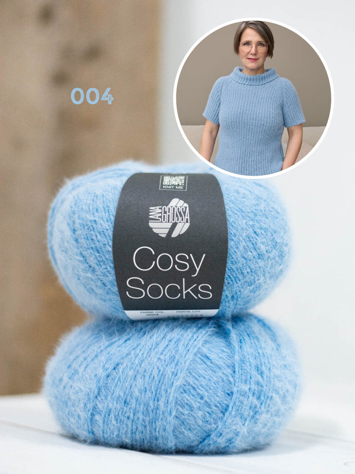 Strickpaket Cosy Socks Raglanpullover mit Halbarm