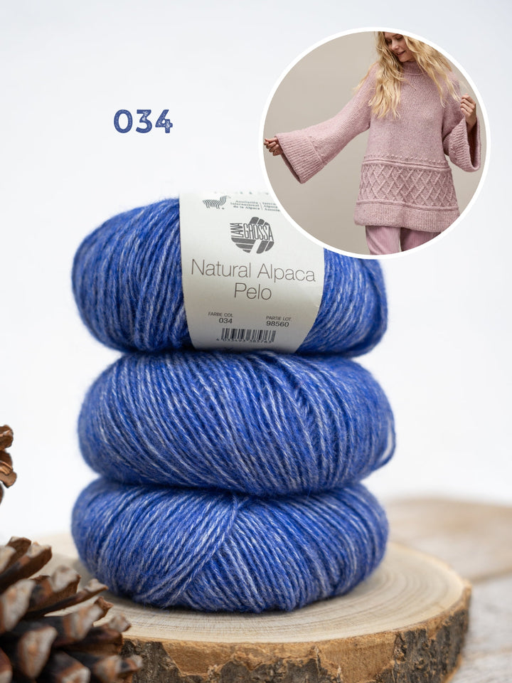 Strickpaket Natural Alpaca Pelo langer Pullover – Top-down