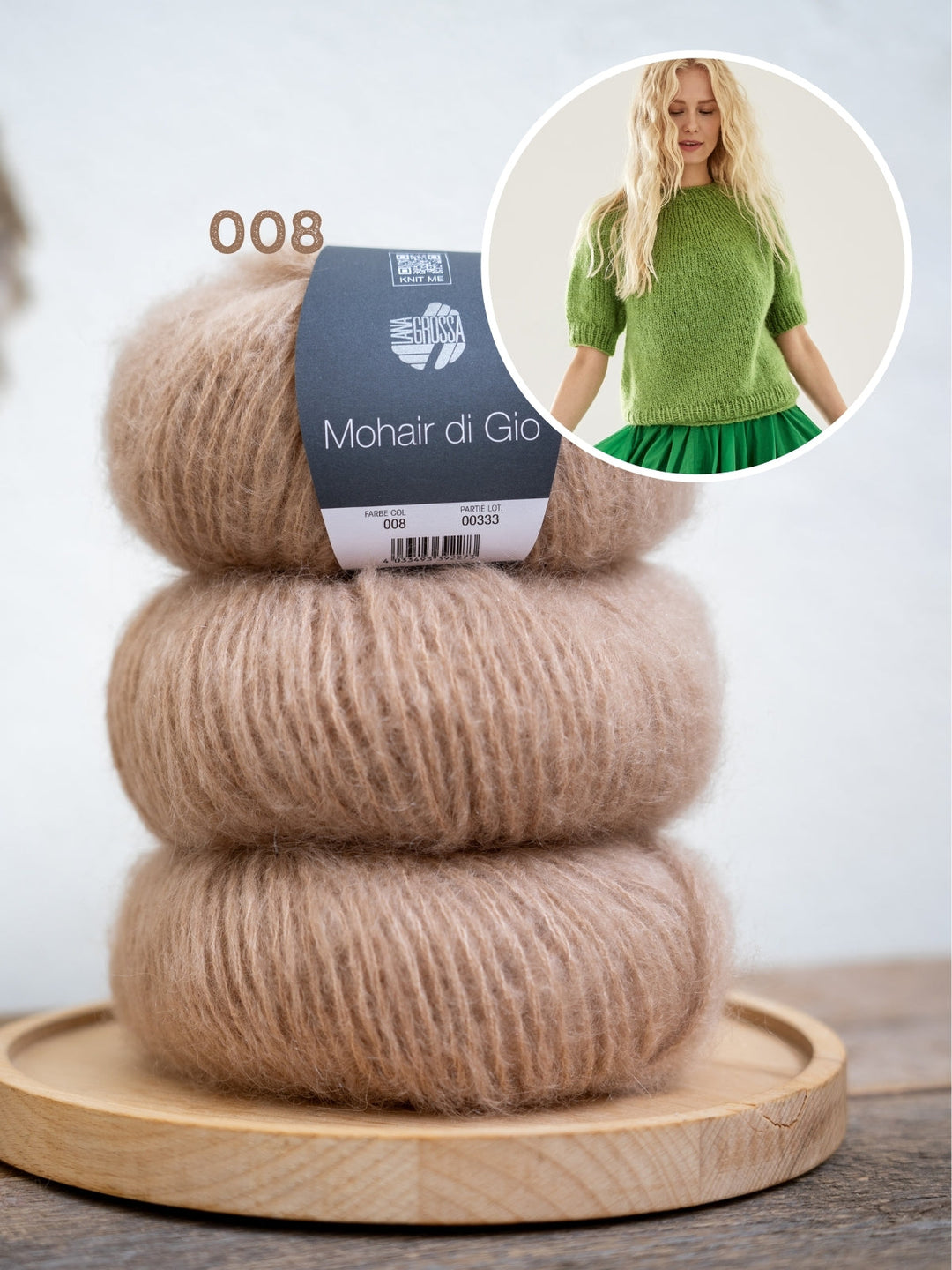 Strickpaket Mohair Di Gio Pullover mit kurzen Ärmeln – Top-down