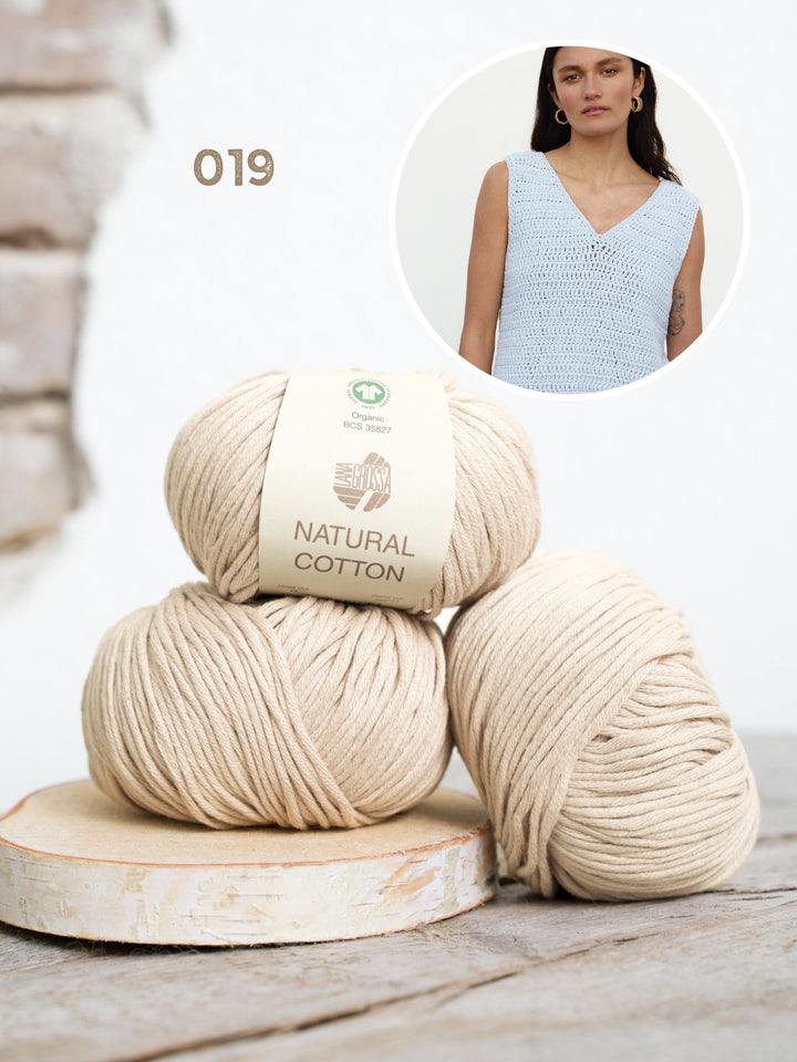 Häkelpaket Natural Cotton Top in Stäbchen