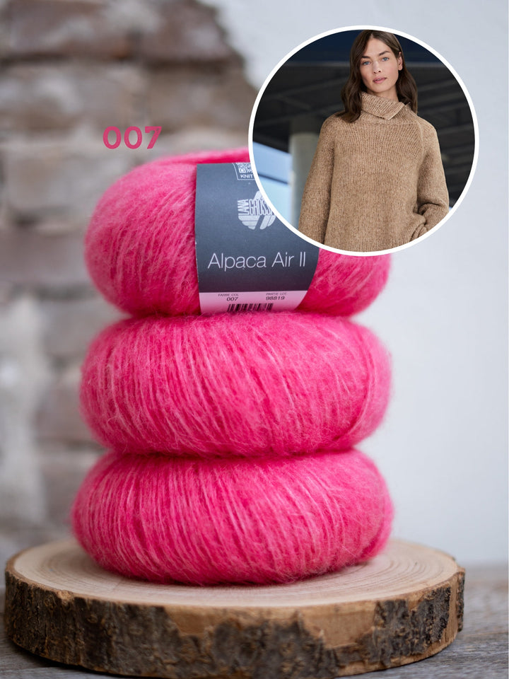 Strickpaket Alpaca Air II Top-down-Rollkragenpullover mit Reißverschluss
