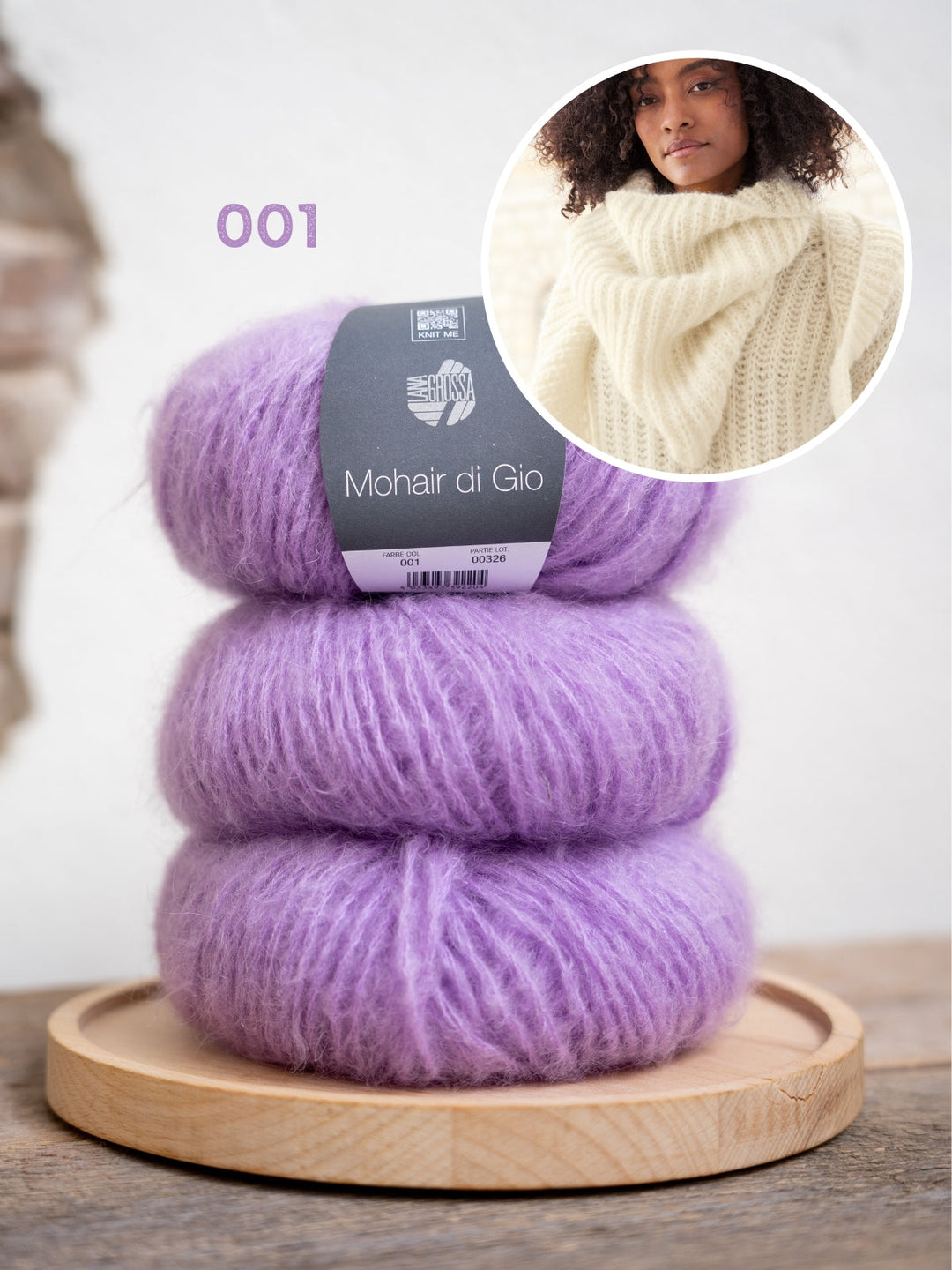 Strickpaket Mohair Di Gio Dreieckstuch in halbem Patent