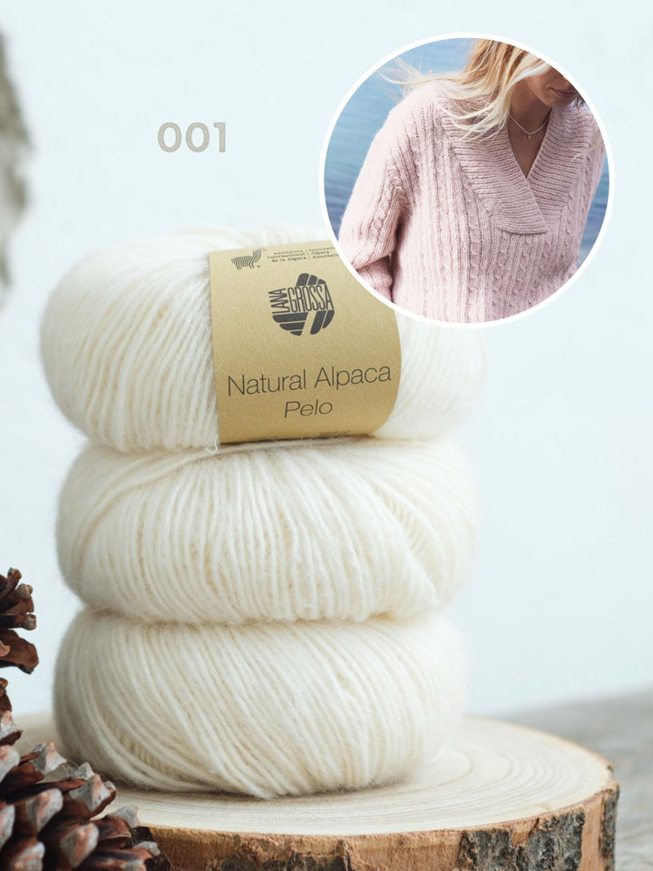 Strickpaket Natural Alpaca Pelo Top-Down Pullover