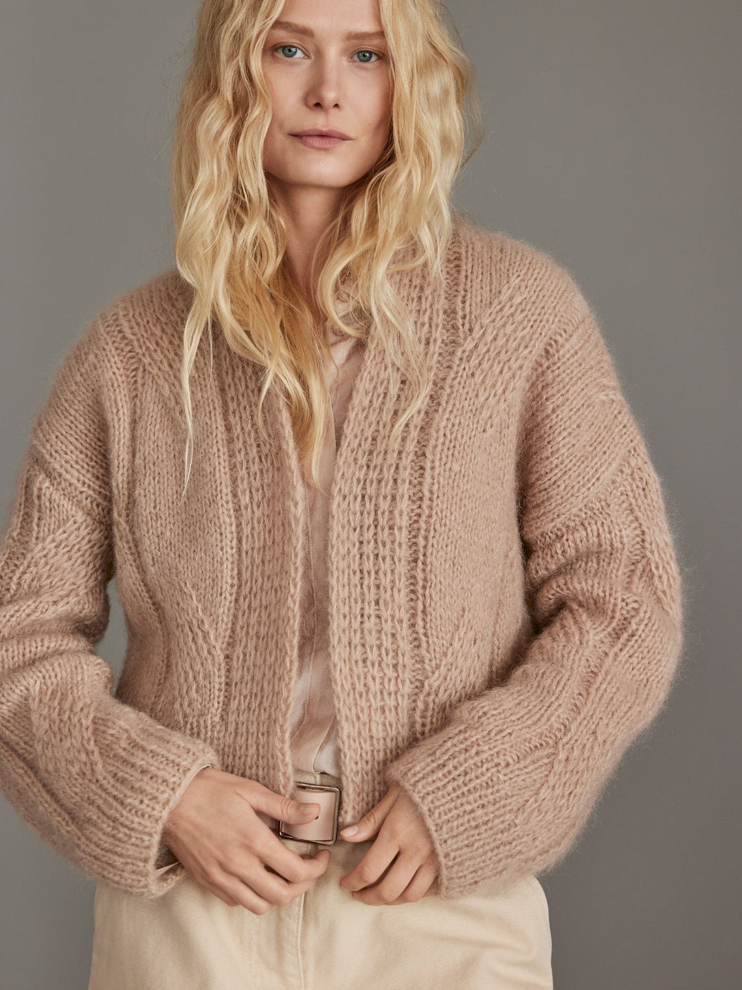 Strickpaket Mohair Di Gio Jacke mit großen Zöpfen
