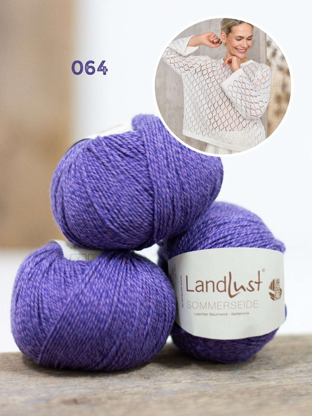 Strickpaket Landlust Sommerseide Pullover im Lochmuster