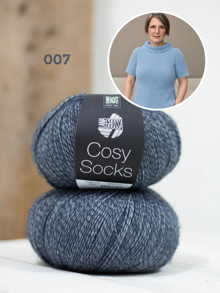 Strickpaket Cosy Socks Raglanpullover mit Halbarm