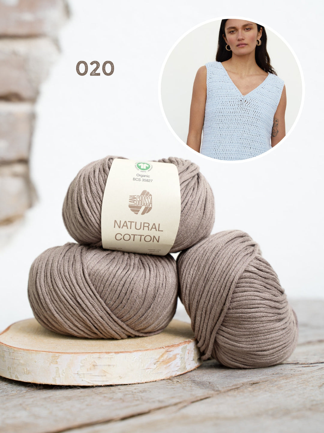 Häkelpaket Natural Cotton Top in Stäbchen