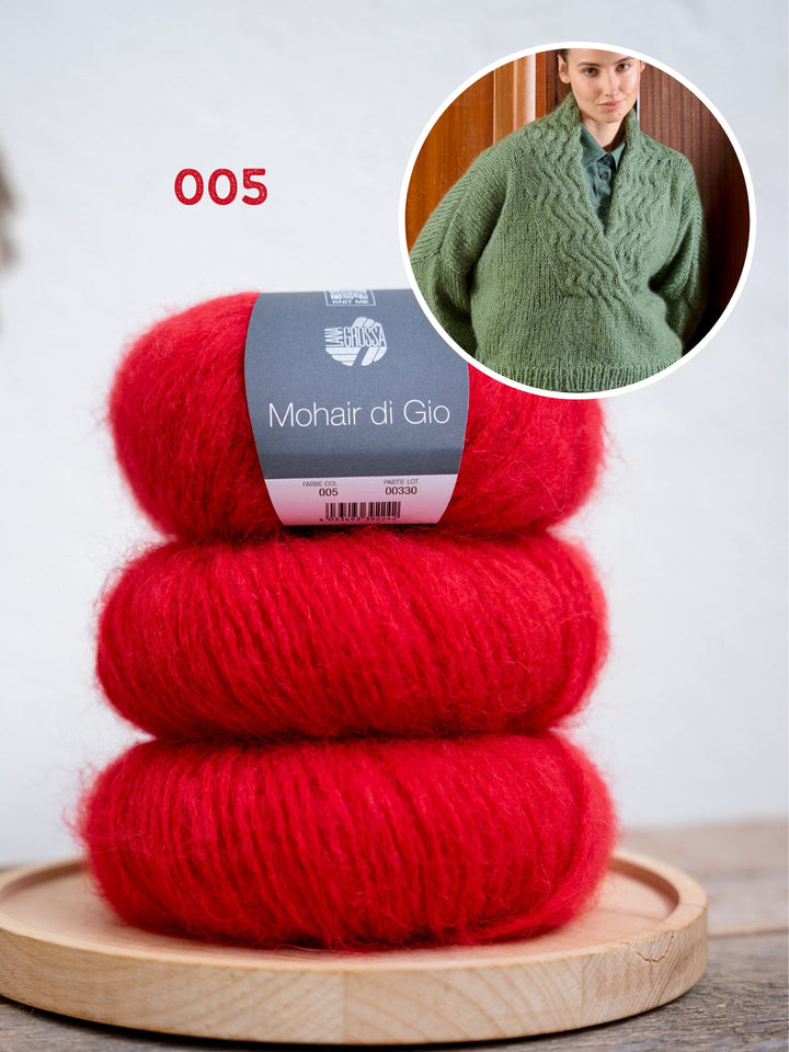 Strickpaket Mohair Di Gio V-Ausschnitt Pullover