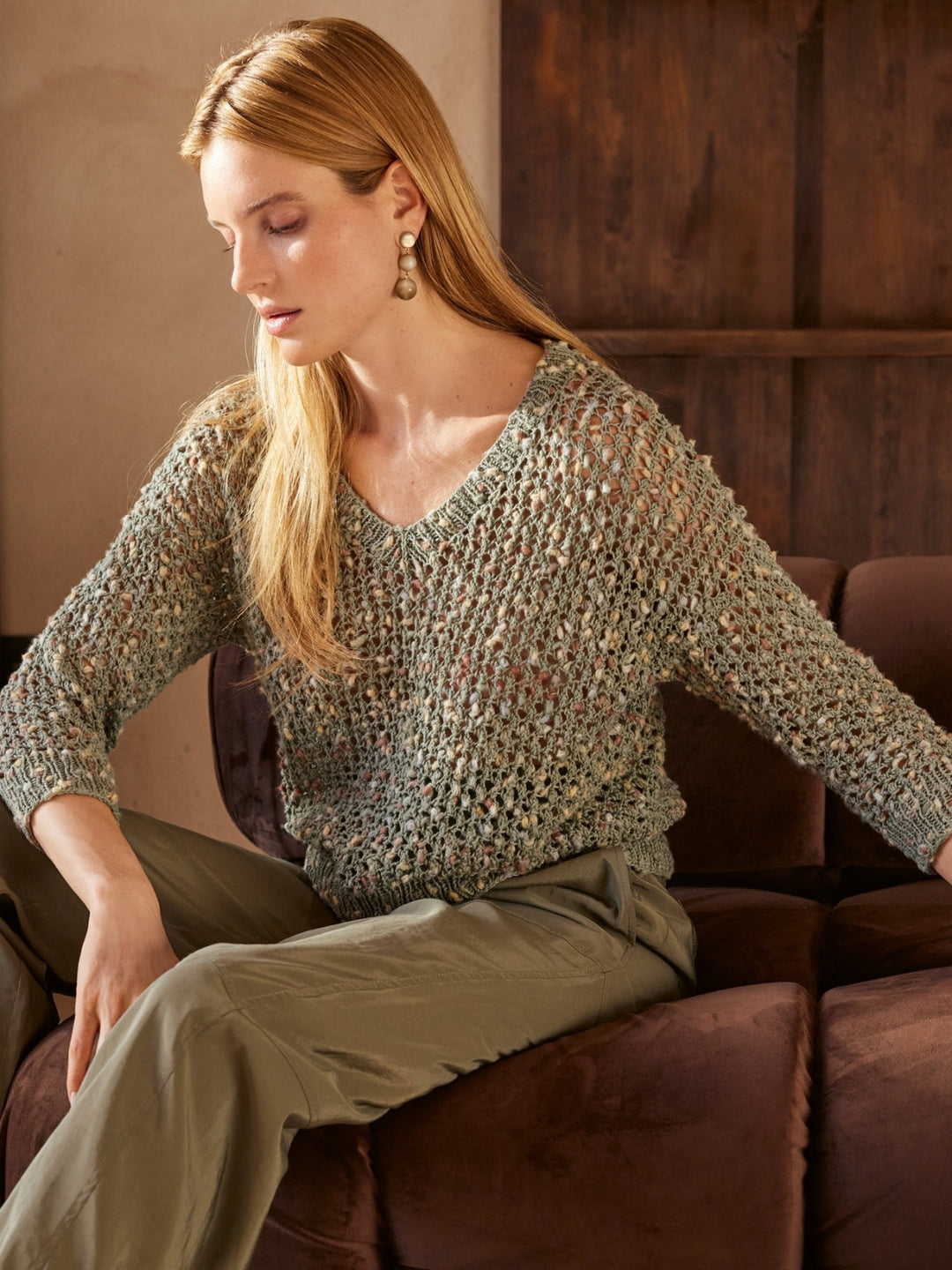 Strickpaket Popcorn Pullover Top Down