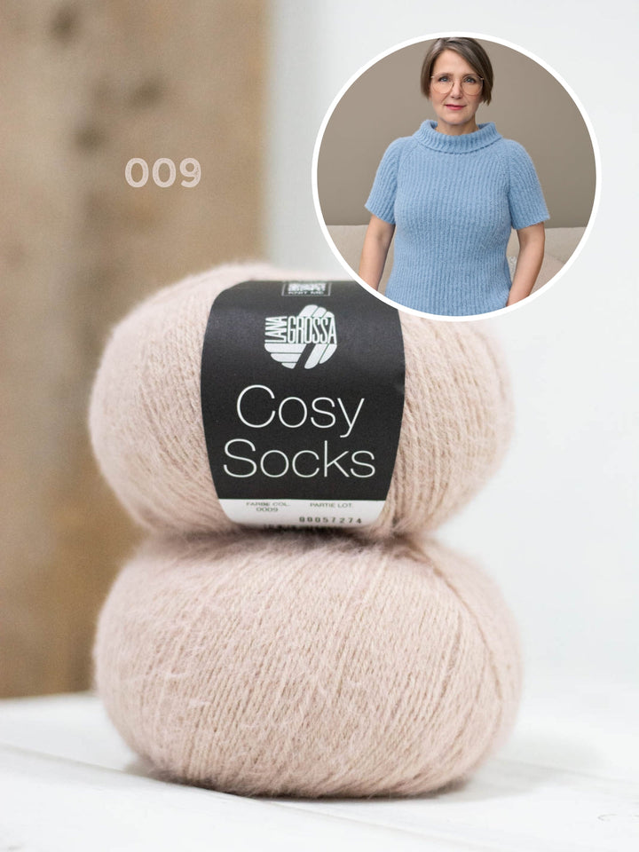 Strickpaket Cosy Socks Raglanpullover mit Halbarm