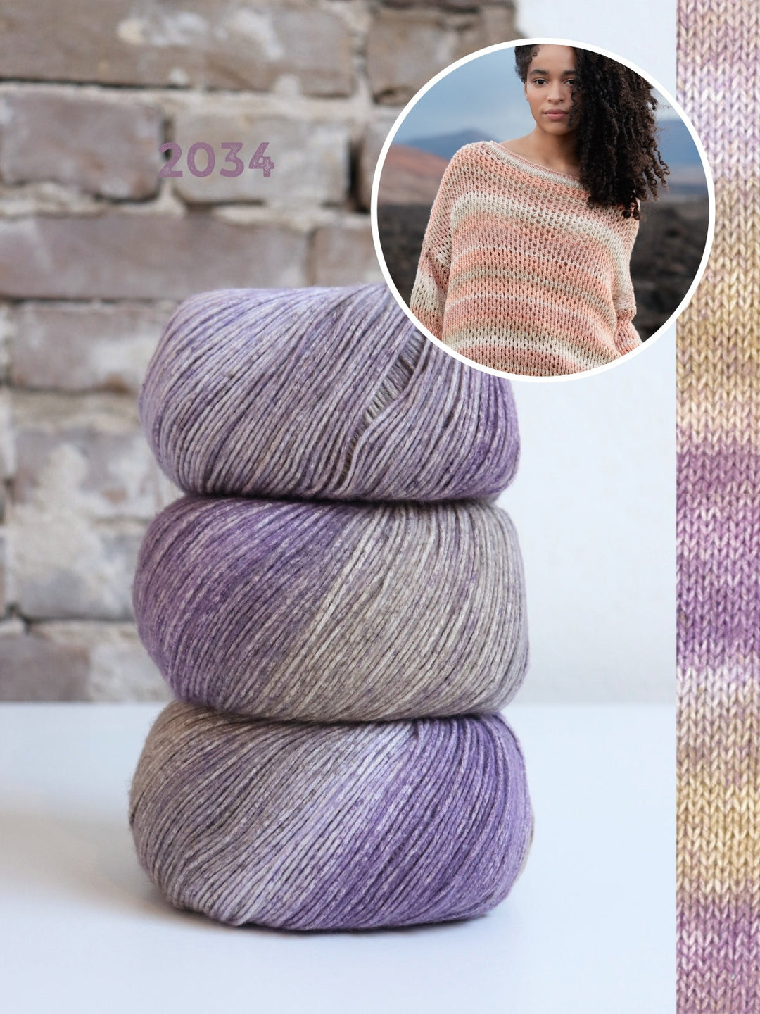 Strickpaket Gomitolo Mambo Pullover mit Ajourmuster