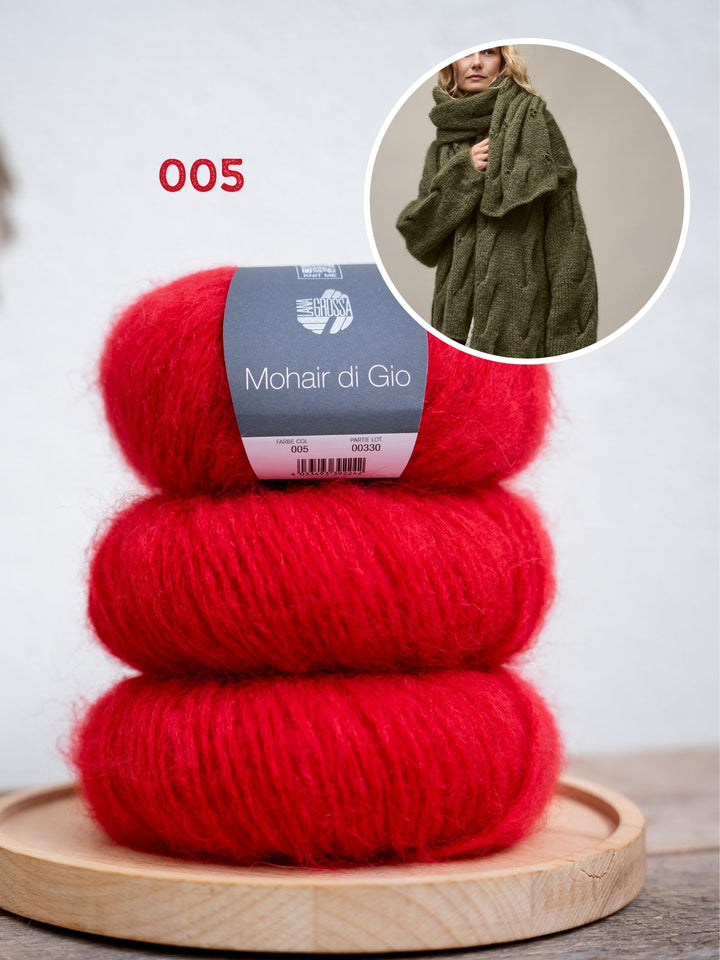 Strickpaket Mohair Di Gio Oversized Cardigan mit Zöpfen
