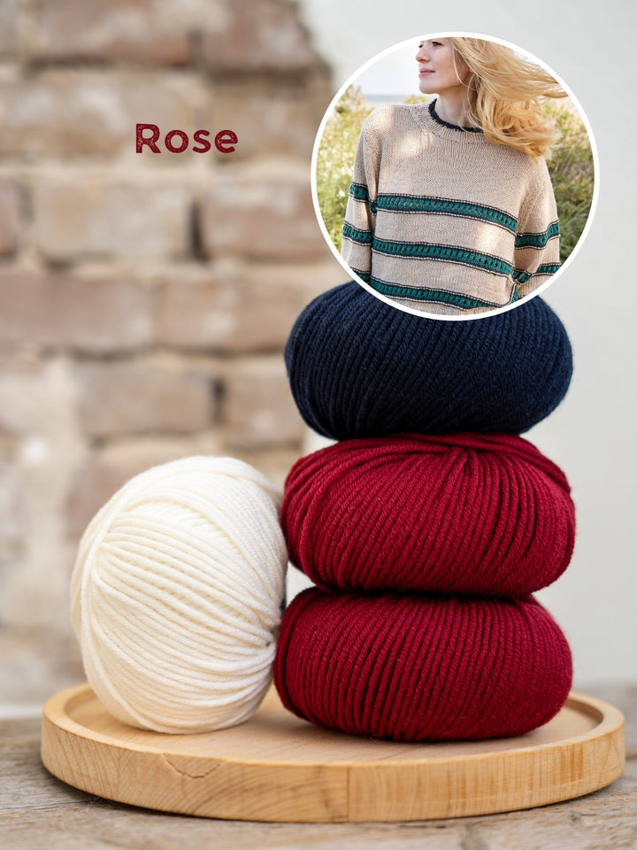 Strickpaket Cool Wool Superbig Melange Streifenpullover