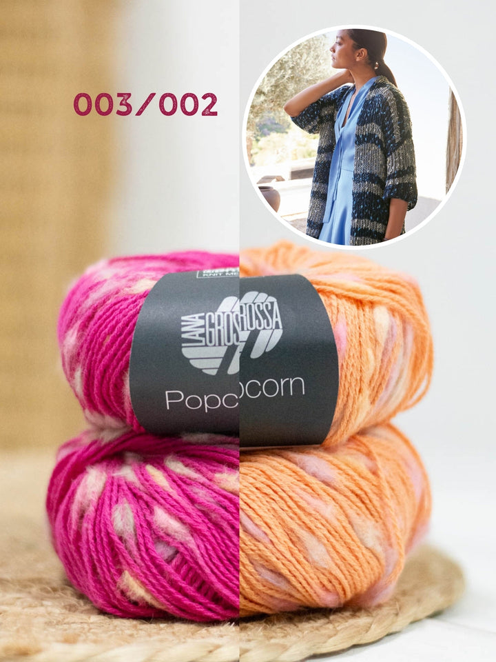 Strickpaket Popcorn Lange Jacke im Patentmuster