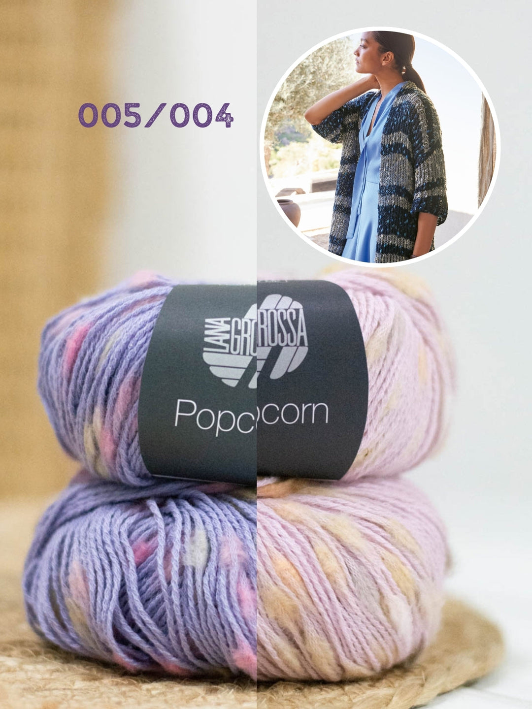 Strickpaket Popcorn Lange Jacke im Patentmuster