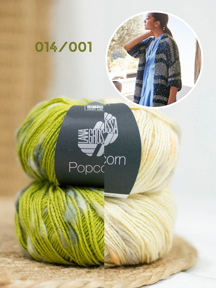 Strickpaket Popcorn Lange Jacke im Patentmuster