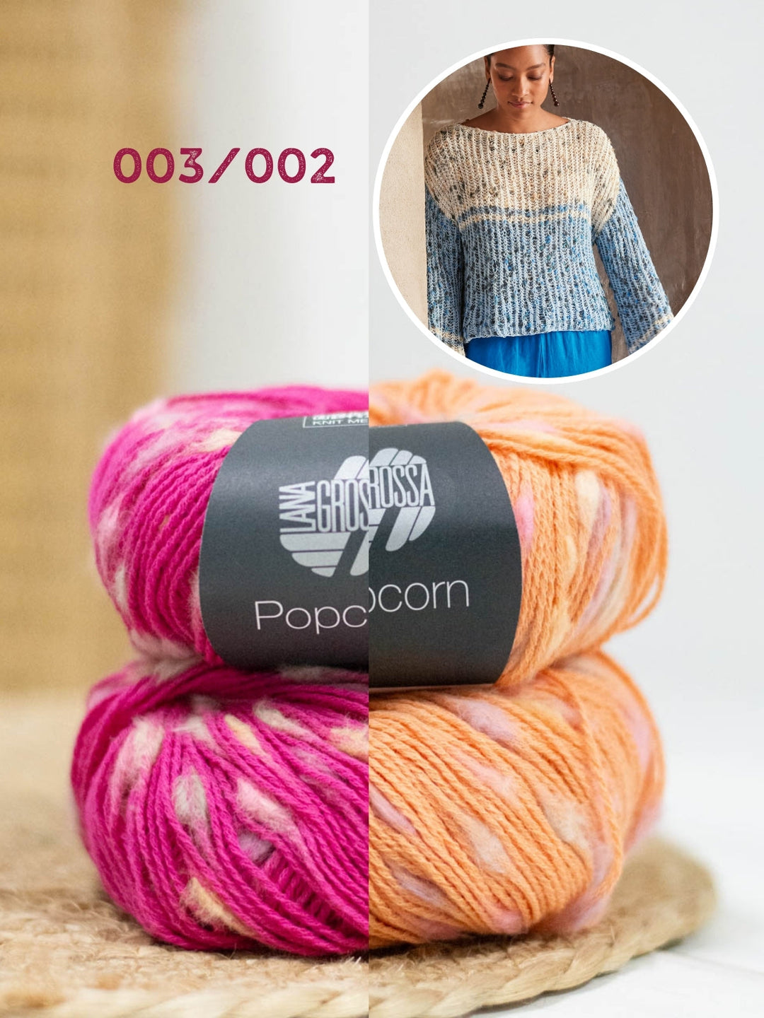 Strickpaket Popcorn Pullover im Patentmuster