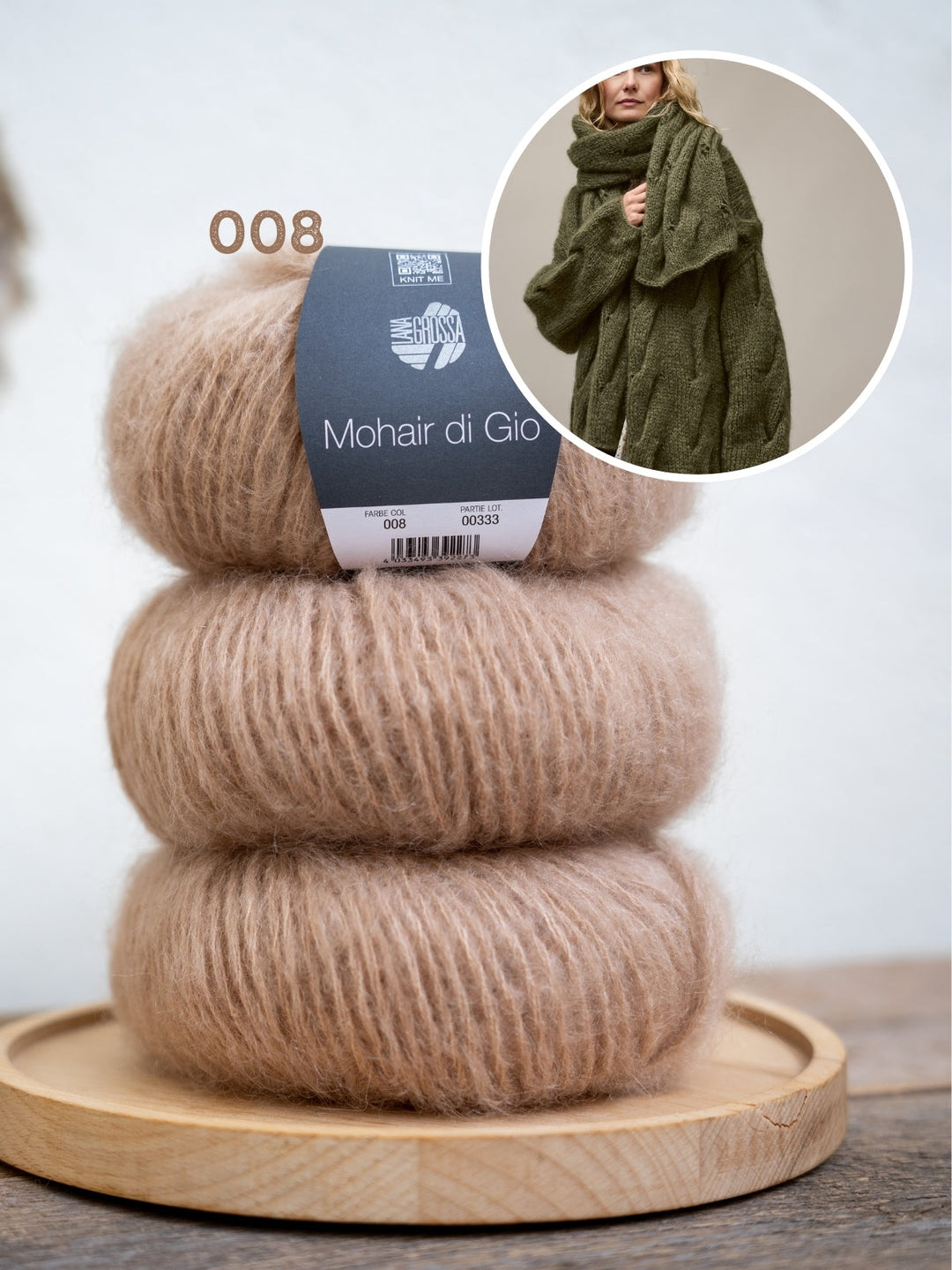 Strickpaket Mohair Di Gio Schal mit Zöpfen