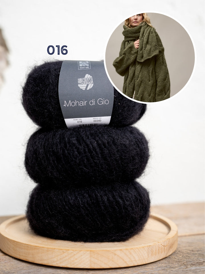 Strickpaket Mohair Di Gio Schal mit Zöpfen