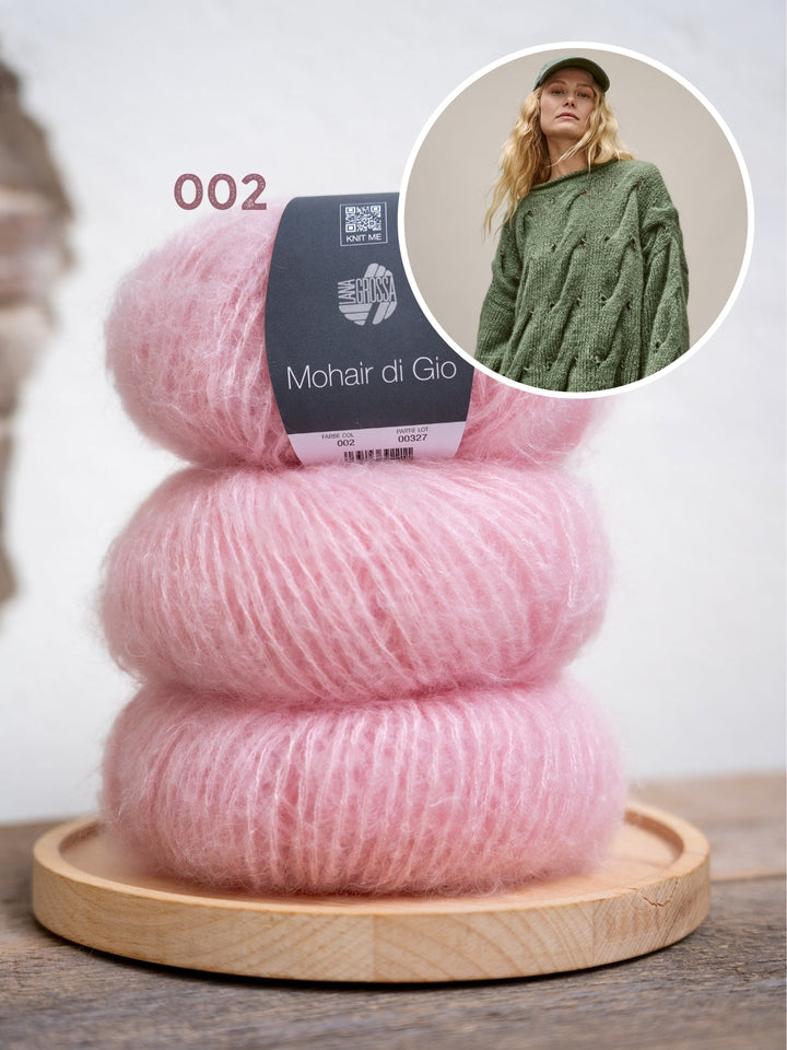 Strickpaket Mohair Di Gio Oversized Zopfpullover