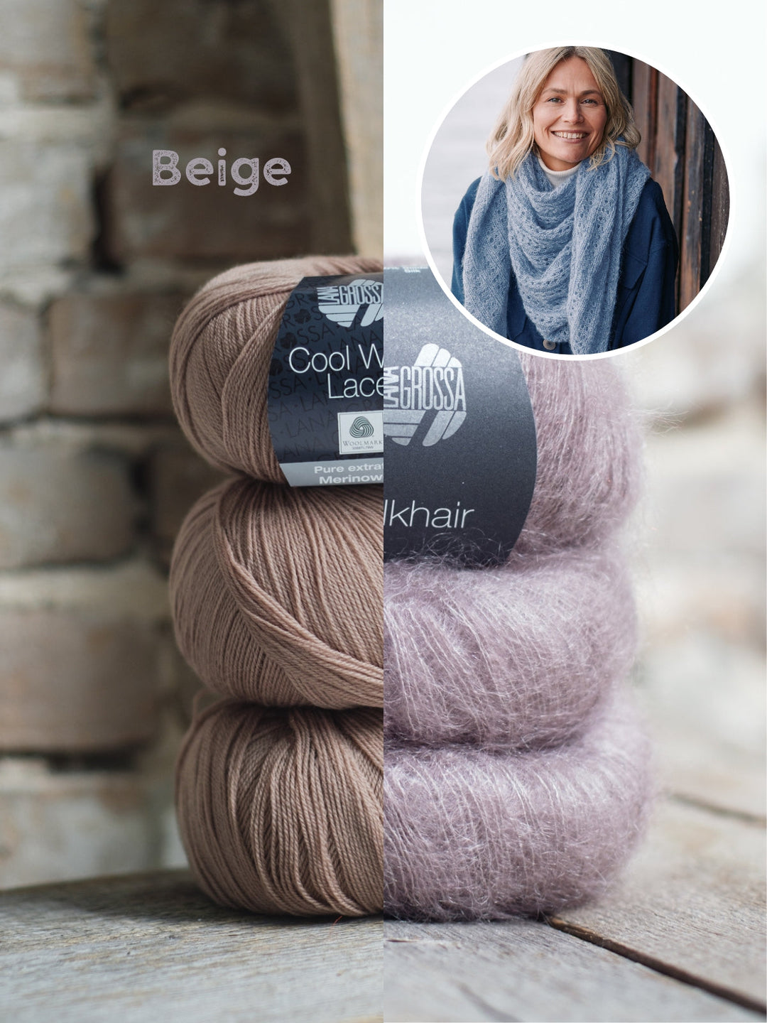 Strickpaket Cool Wool Lace &amp; Silkhair Dreieckstuch