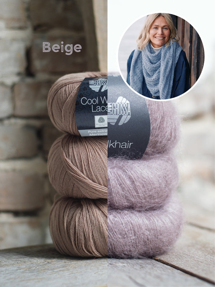 Strickpaket Cool Wool Lace &amp; Silkhair Dreieckstuch