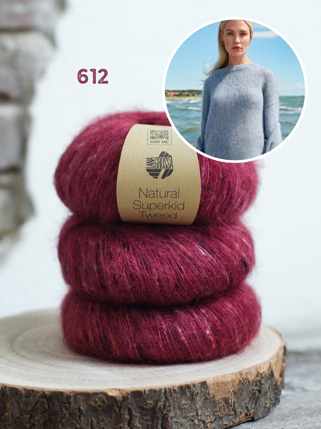 Strickpaket Natural Superkid Tweed Rundhalspullover
