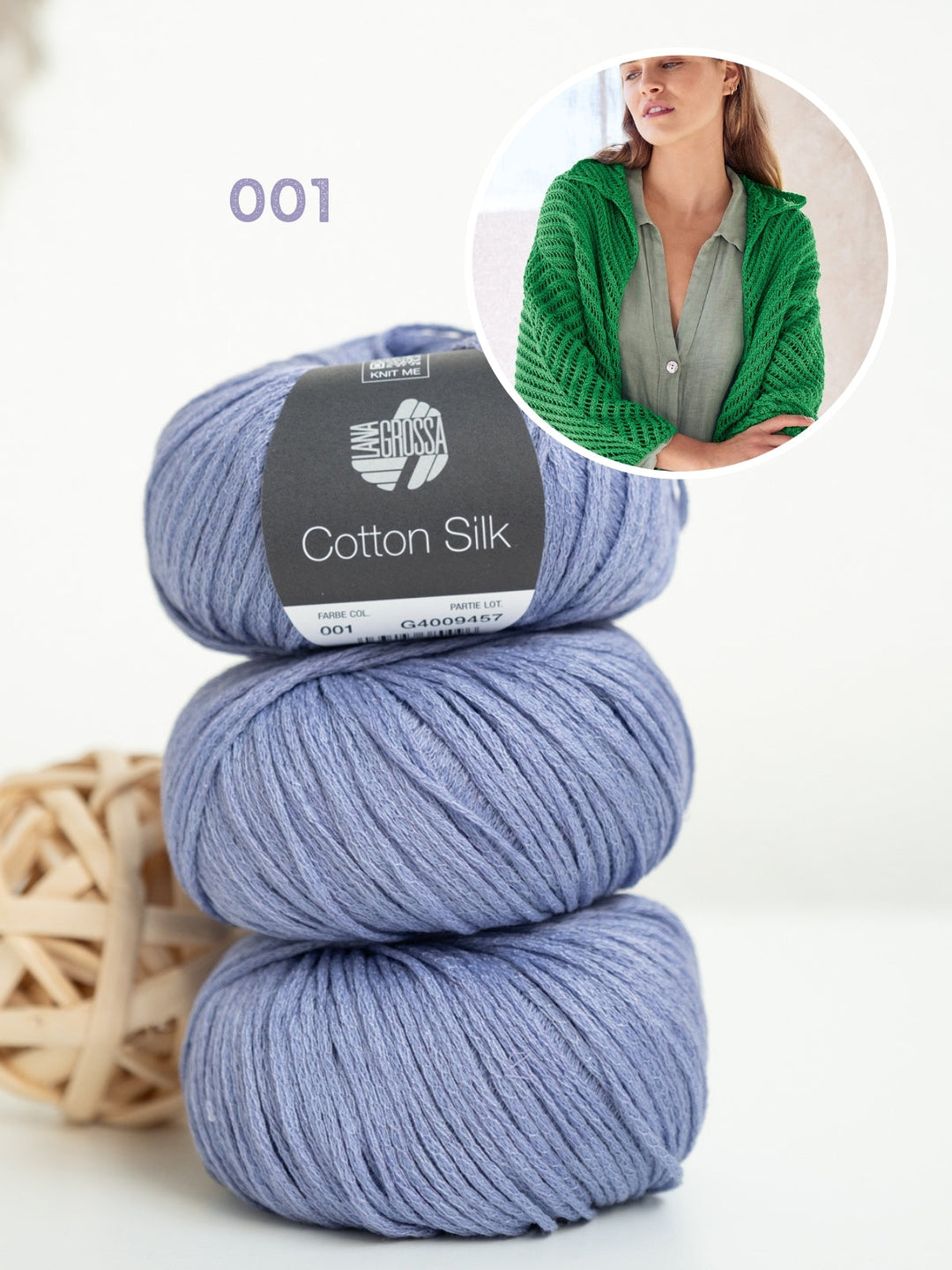 Strickpaket Cotton Silk Jacke mit Fischgrätmuster