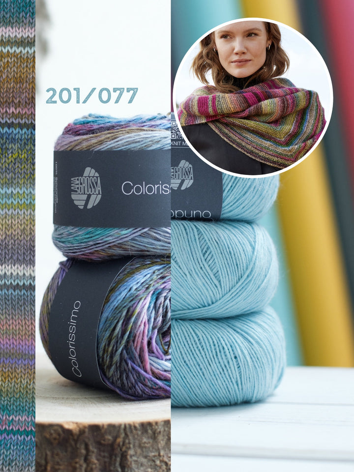 Strickpaket Ecopuno Colorissimo asymmetrisches Tuch