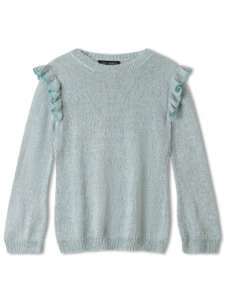 Strickpaket Tencellino Filo Paillettes Pullover mit Rüschen