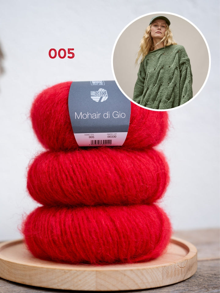 Strickpaket Mohair Di Gio Oversized Zopfpullover