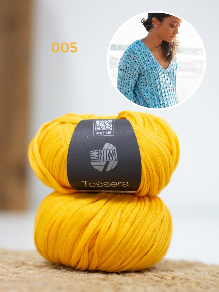 Strickpaket Tessera Shirt im Ajourmuster