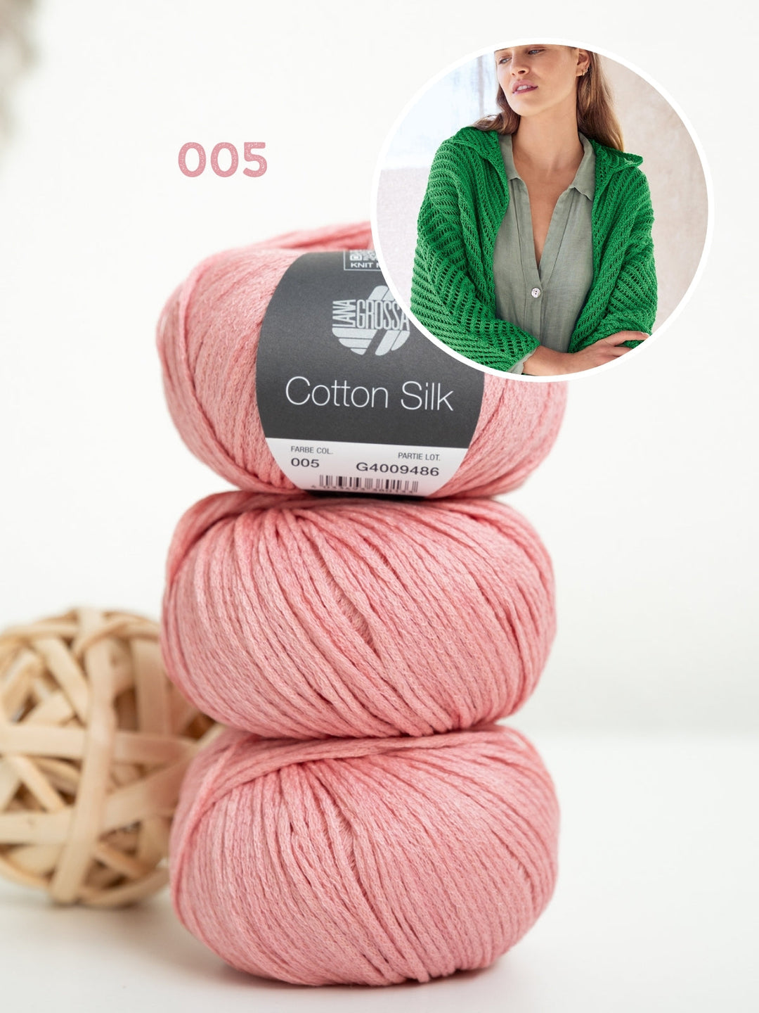 Strickpaket Cotton Silk Jacke mit Fischgrätmuster