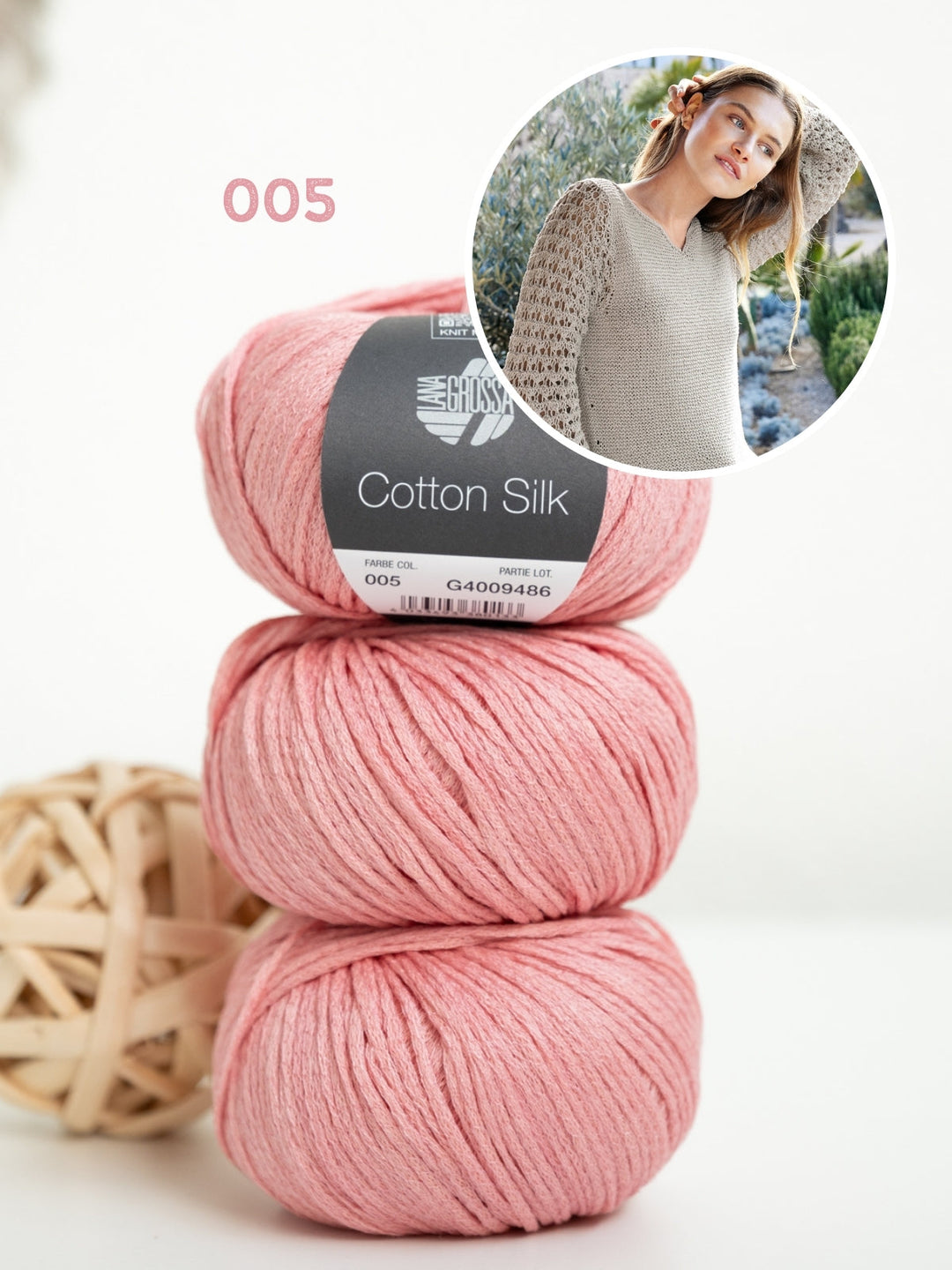 Strickpaket Cotton Silk Pullover mit Ajourärmeln