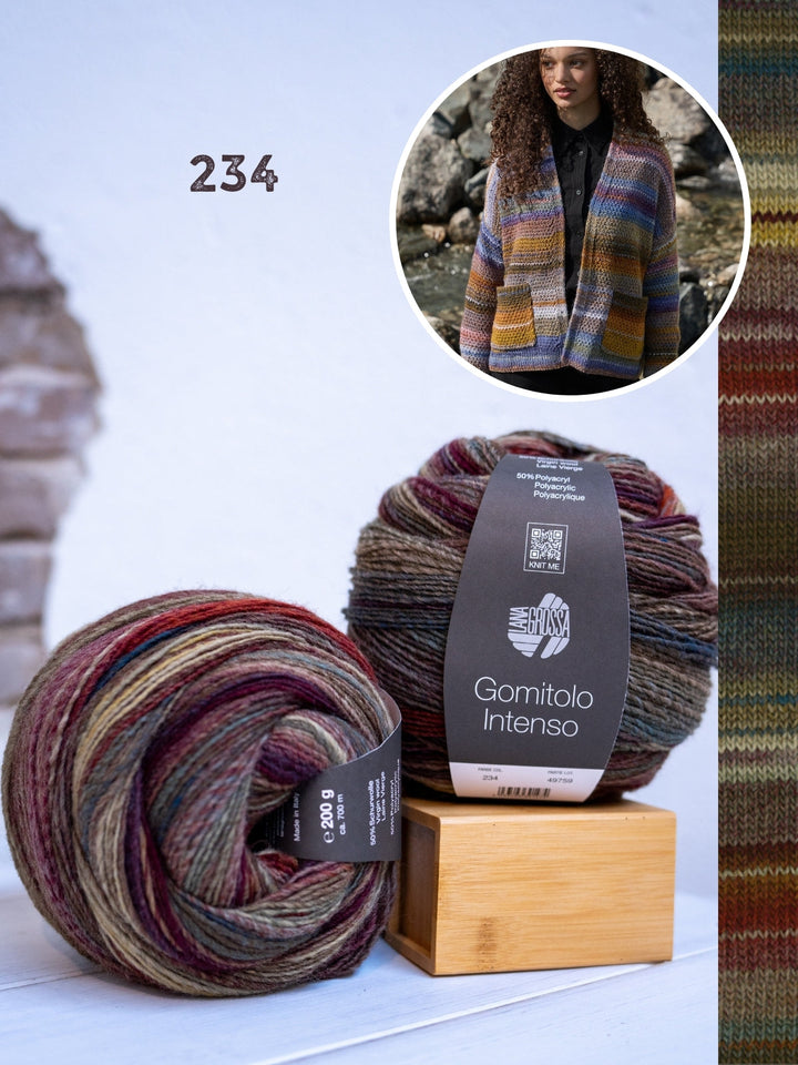 Strickpaket Gomitolo Intenso Jacke im Strukturmuster