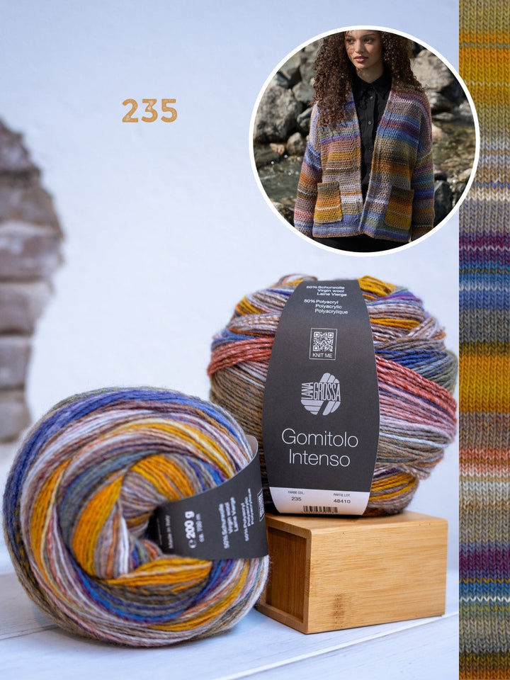Strickpaket Gomitolo Intenso Jacke im Strukturmuster