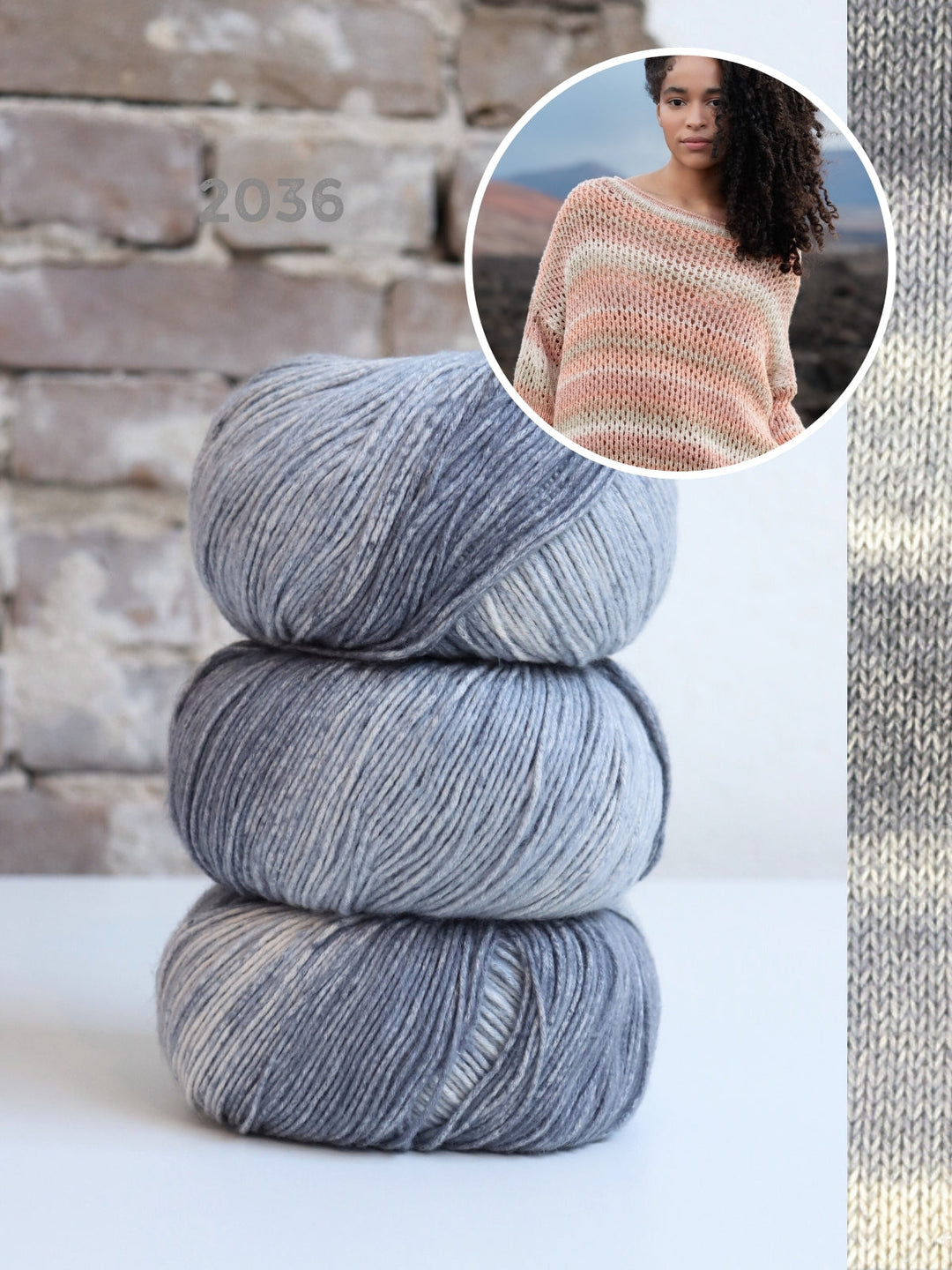 Strickpaket Gomitolo Mambo Pullover mit Ajourmuster