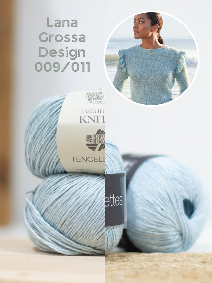 Strickpaket Tencellino Filo Paillettes Pullover mit Rüschen