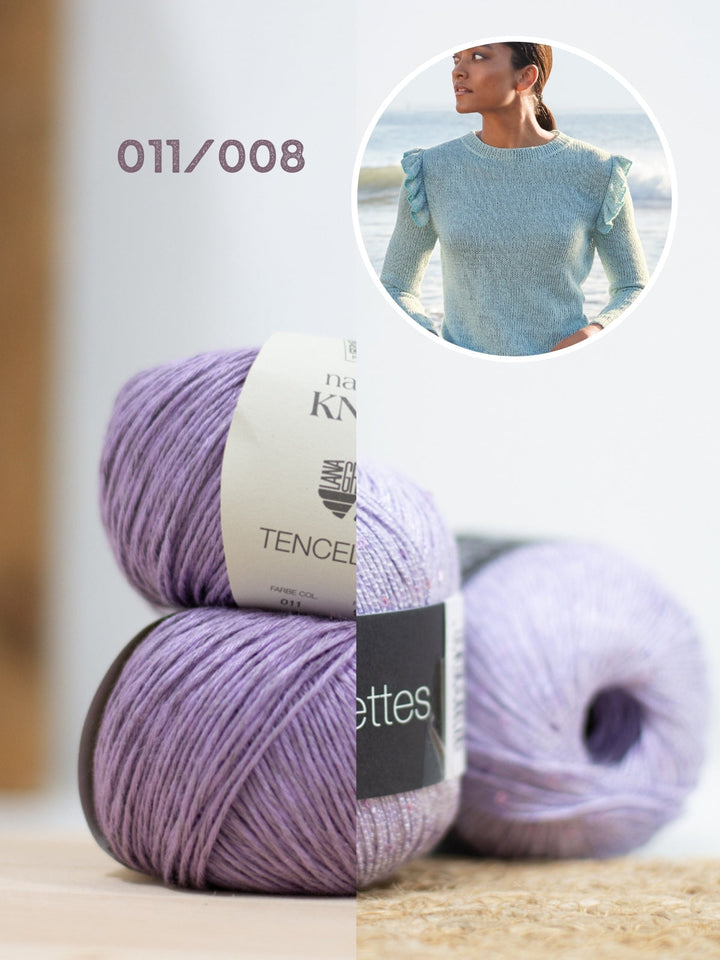 Strickpaket Tencellino Filo Paillettes Pullover mit Rüschen