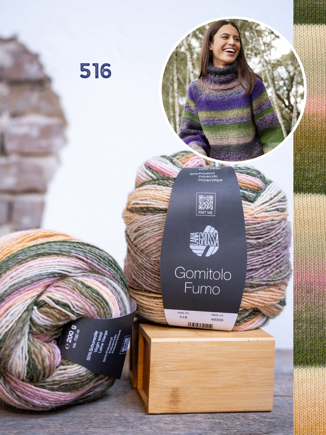 Strickpaket Gomitolo Rollkragenpullover - top-down