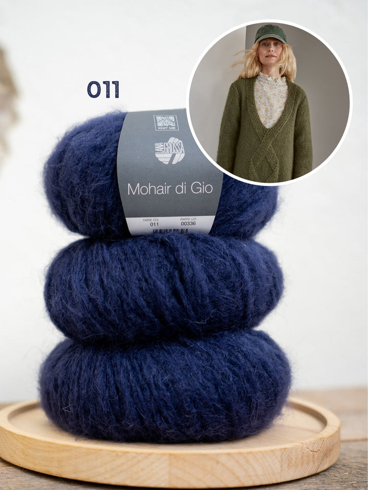 Strickpaket Mohair Di Gio Oversized V-Ausschnitt Pullover