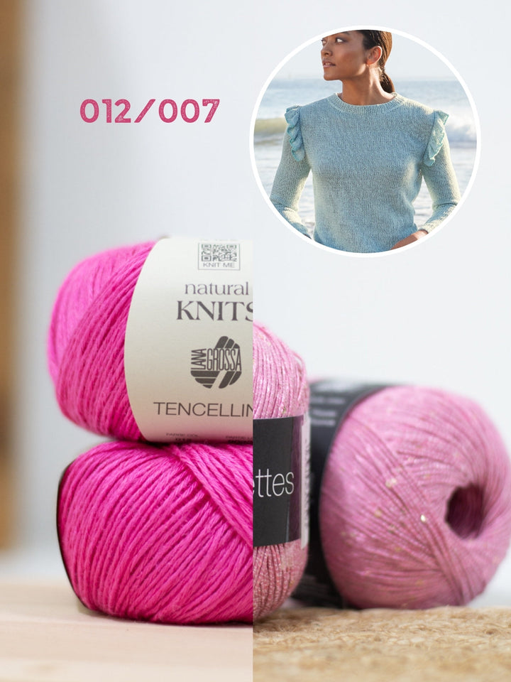 Strickpaket Tencellino Filo Paillettes Pullover mit Rüschen